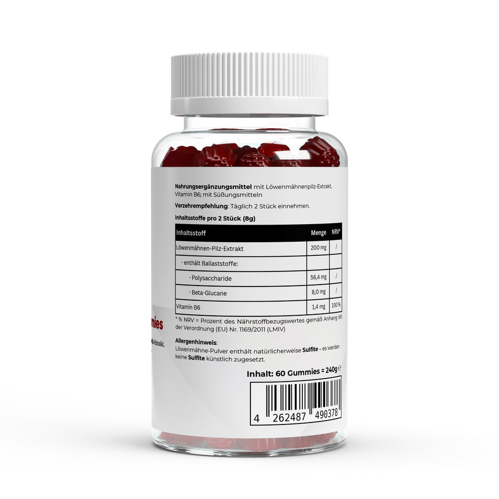 Löwenmähne + Vitamin B6 Gummies - 60 Stk.